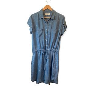 Thread & Supply Chambray Star Shirt Tencel Dress Sz Lg